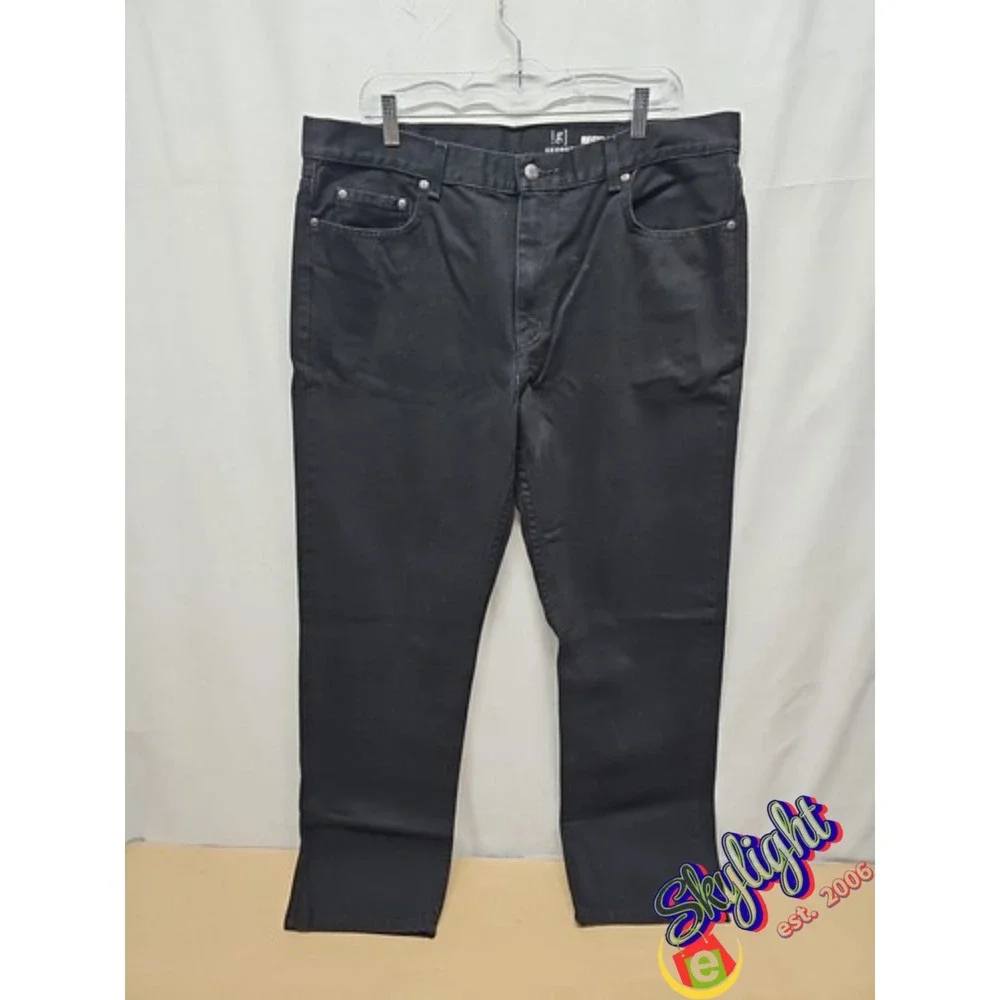 George Men's Black Denim Jeans Pants Regular Size 38/32